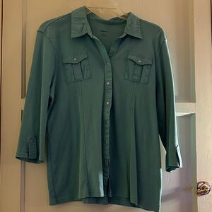 Style & Co. Teal Casual Button-Down Shirt